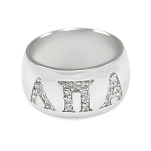 Lambda Pi Alpha Sterling Silver Dome Ring with CZs // Sorority Jewelry // Sorority letters // Sorority Rings // Initiation Gifts // Greek