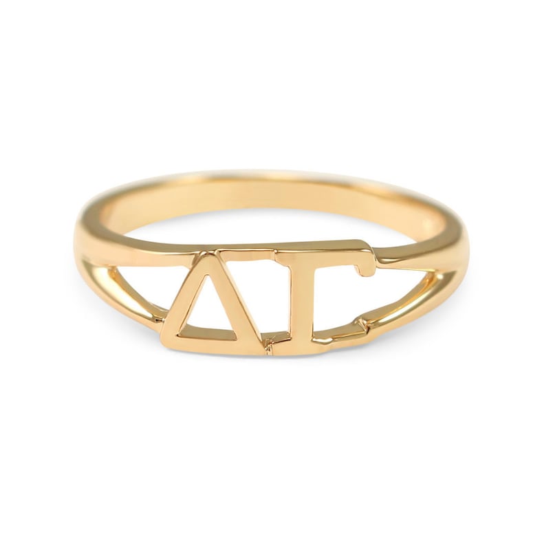 Delta gamma Sunshine Ring vergoldet / Schwesternschaft Schmuck / Schwesternschaft Geschenke / Einweihungsgeschenk / Große und kleine Geschenke / College Schwesternschaft