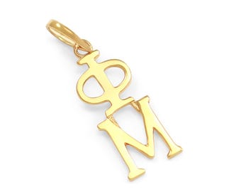 Phi Mu 14K Solid Yellow Gold Lavaliere // ΦΜ Sorority jewelry // Sorority necklace // Sorority lavaliere // Sorority gifts // Gifts for her