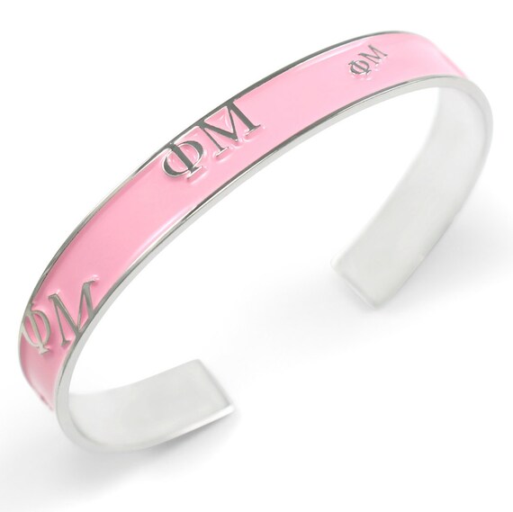 Gamma Phi Beta Bangle with raised letters and PINK enamel NEW!