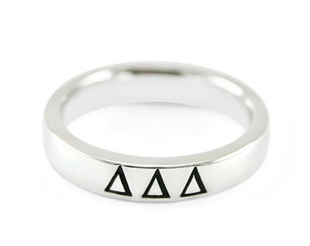 Delta Delta Delta Sterling Silver Skinny Band Ring with black enamel // ΔΔΔ Sorority Jewelry // Sorority gifts // Greek gifts // Collegiate