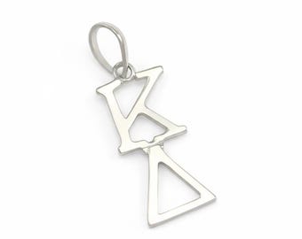 Kappa Delta 14k Solid White Gold Pendant / ΚΔ Sorority Jewelry / Sorority Gifts / Sorority necklace / Solid Gold / Real Gold /