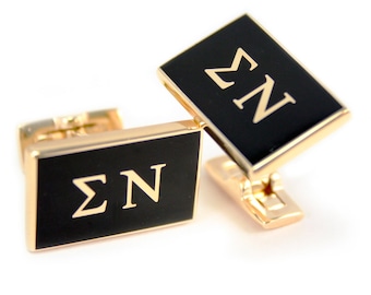 Sigma Nu Cuff Links (Gold-Plated) / ΣΝ Fraternity Gifts / Fraternity Accessories / Greek Letter Merch / Greek Life / Initiation / Cufflinks