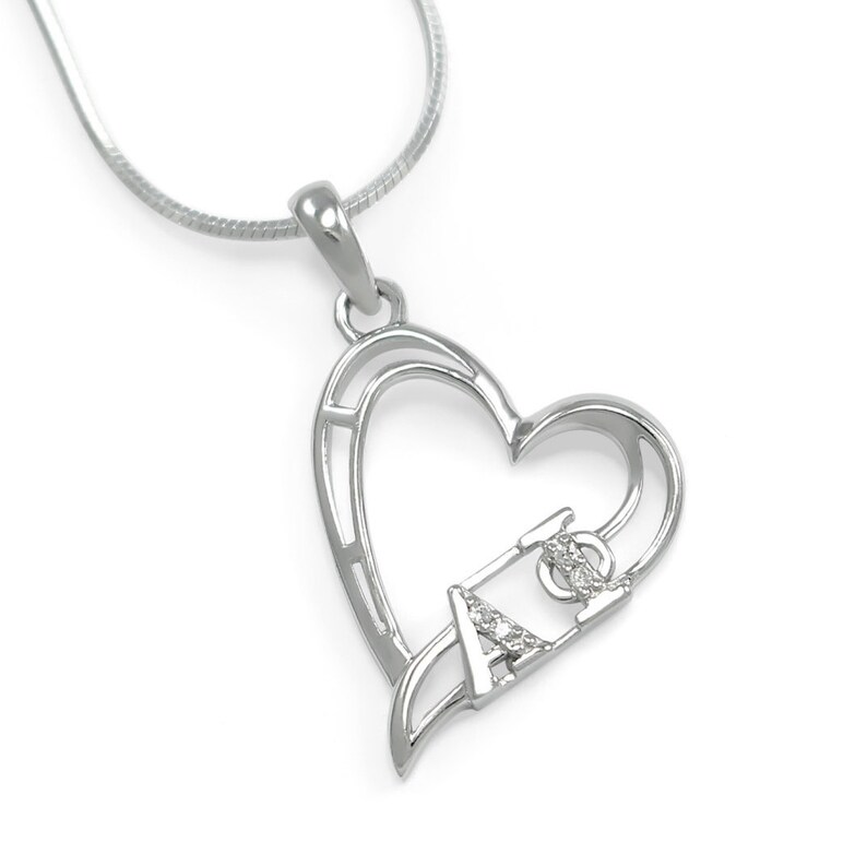 Alpha Phi White Cz Circle Charm Necklace Alpha Phi White Cz Circle Charm Necklace
