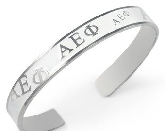 Alpha Epsilon Phi Bangle (White) // ΑΕΦ Sorority Accessories // Sorority Bracelets // Bangle // Greek Letter Accessories // Gifts for Her