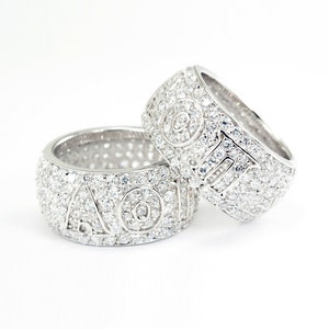 Alpha Omicron Pi Sterling Silver Ring with Cubic Zirconia and Greek Letters // ΑΟΠ // Sorority jewelry // aoii // Sorority gifts // ΑΟΠ Ring
