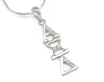 Alpha Xi Delta-sterlingzilveren lavalier bezet met gesimuleerde diamanten // ΑΞΔ vrouwenclubsieraden // cadeaus voor haar // cadeau vrouwenclub // Greek Life
