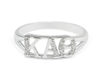 Kappa Alpha Theta Sterling Silver Ring, set with simulated Diamonds // ΚΑΘ Sorority Jewelry // Sorority gifts // Sorority Rings // Greek