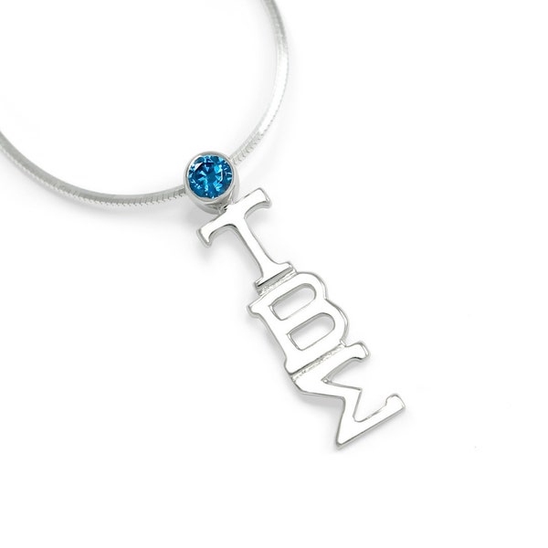 Tau Beta Sigma Sterling Silver Lavaliere with Swarovski Blue Crystal // ΤΒΣ Sorority Gifts // Sorority Jewelry // Sorority Lavaliere //