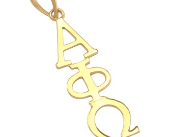 Alpha Phi Omega 14k Solid Gold Pendant // ΑΦΩ Jewelry // Fraternity Gifts // Solid Gold // Real Gold // Big and Little