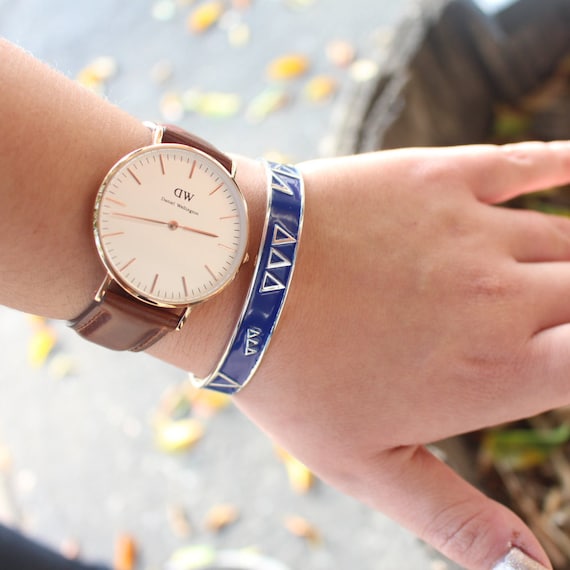 Delta Delta Delta Sorority Bangle Cuff Bracelet (blue  display picture 2