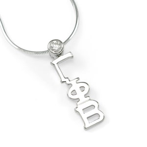 Collar de solapa de plata esterlina Gamma Phi Beta con cristal transparente // Joyas de hermandad ΓΦΒ // Regalos de hermandad // Artículos de hermandad // Colgante