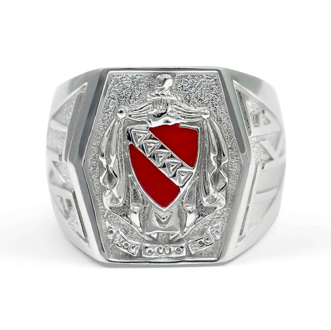 Tau Kappa Epsilon Fraternity Crest Ring With Red Enamel