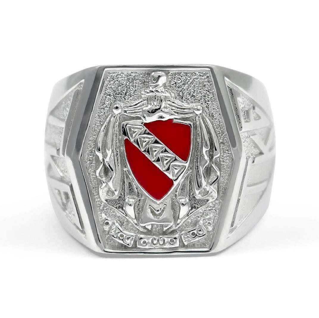Tau Kappa Epsilon Fraternity Crest Ring With Red Enamel
