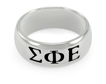 Pierścionek Sigma Phi Epsilon ze srebra próby 925 z szeroką obrączką // Pierścień bractwa studenckiego // Prezenty bractwa studenckiego // Wielki Bro Mały Bro // Pierścień męski // Życie greckie