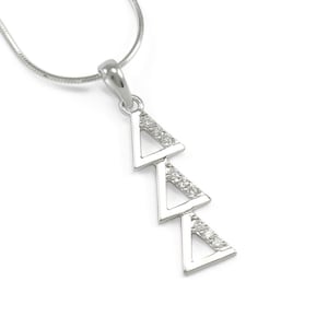 Delta Delta Delta Sterling Silver Lavaliere with Simulated Diamonds // ΔΔΔ Sorority Jewelry // Tri Delta // Sorority Gifts // Gifts for her