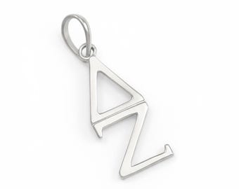 Delta Zeta 14k Solid White Gold Pendant // ΔZ Sorority Jewelry // Big and Little Gifts / Solid Gold / Real Gold Necklace / Sorority Necklace