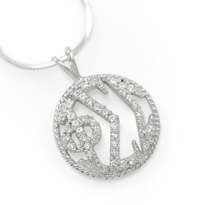 Phi Sigma Sigma Sterling Silver Round Pendant with Pave simulated Diamonds / ΦΣΣ Sorority Necklace / Sorority Jewelry / Greek Letter Pendant
