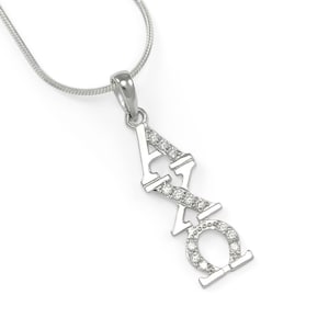 Alpha Chi Omega Sterling Silver Lavaliere with simulated Diamonds // ΑΧΩ Sorority Jewelry // Sorority gifts // Sorority lavaliere // Greek