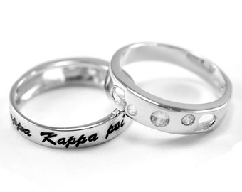 Kappa Kappa Psi Sterling Silver Ring with Hearts and Cubic Zirconia's // KKΨ  Sorority Jewelry // Sorority Gifts //