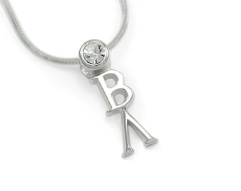 Beta Lambda Sterling Silver Lavalier con cristallo trasparente / Collana della confraternita / Gioielli della confraternita / Regali per lei / Ciondolo greco