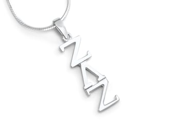 Zeta Lambda Zeta Sterling Silber Lavaliere Anhänger // ZAPZ Sorority Schmuck // Sorority Geschenke // Sorority Halskette // Große und kleine Geschenke