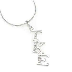 Tau Kappa Epsilon Sterling Silver Diagonal Lavaliere set with simulated Diamonds// ΤΚΕ Fraternity Jewelry // Fraternity Gifts // Gift Guide