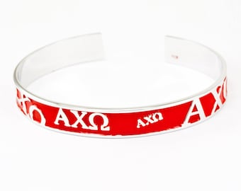 Alpha Chi Omega Cuff Bangle Bracelet (Red) // ΑΧΩ Sorority Jewelry // Sorority gifts // Sorority gear // Big and Little gifts // Greek life