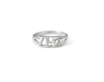 Zeta Mu Phi Sterling Silber Ring mit künstlichen Diamanten / Sorority Schmuck / Sorority Ring / Schwesterlichkeit Geschenke / College Sorority