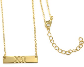 Chi Omega vergoldete Halskette // Chi Omega Geschenke // Schwesternschaft Geschenke // Große und kleine Geschenke