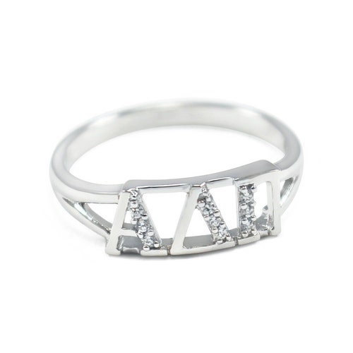 Alpha Delta Pi Sterling Silver Ring Set With Simulated Etsy