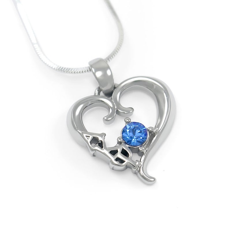 Alpha Kappa Psi Sterling Silver Heart Pendant With Blue Cz Image 0