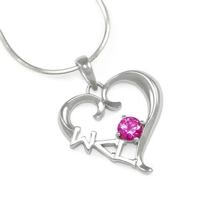 Sigma Lambda Gamma Sterling Silver Heart Pendant set with a Pink Crystal // ΣΛΓ Sorority Jewelry // Sorority Gift // Heart Pendant