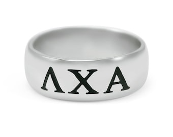 Anello a fascia larga in argento sterling Lambda Chi Alpha // Anello della confraternita ΛΧΑ // Regali della confraternita // Regali di laurea // Regali di iniziazione