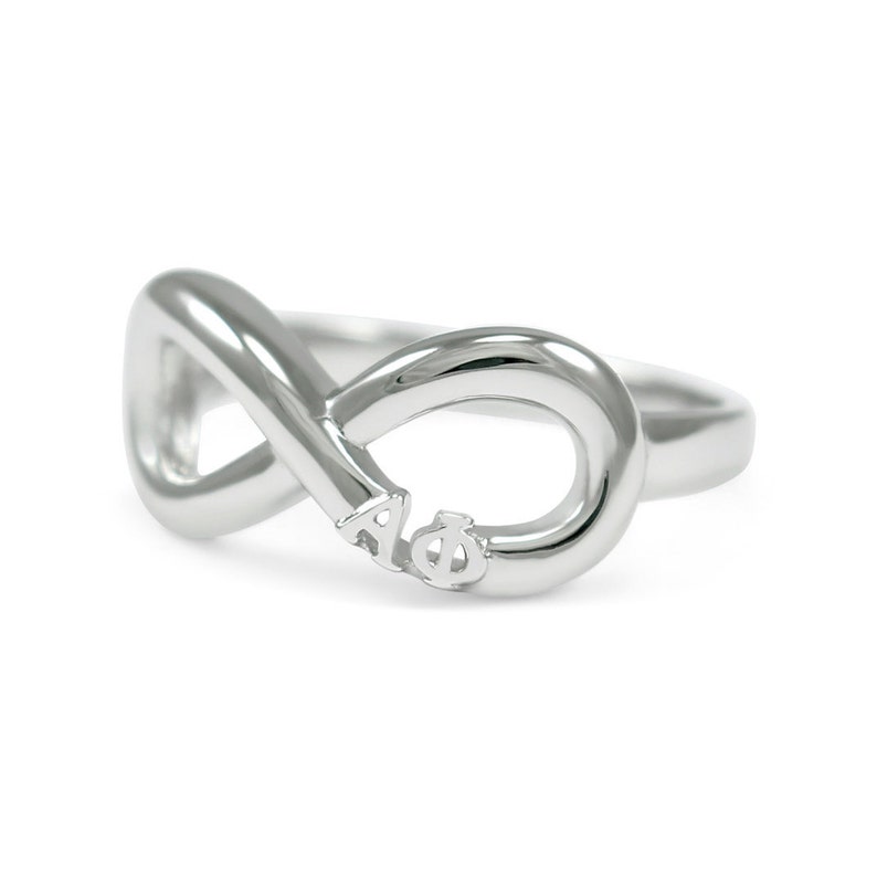 Alpha Phi Sterling Silver Infinity Ring // ΑΦ Sorority Jewelry // Sorority rings // Infinity Rings // Cute Jewelry // Big and Little gifts image 1