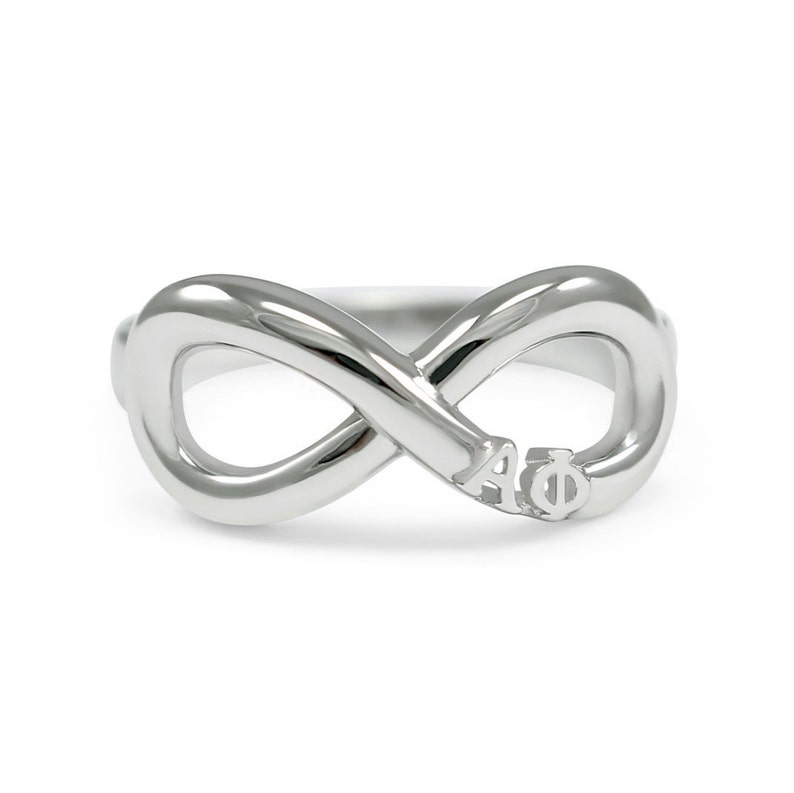 Alpha Phi Sterling Silver Infinity Ring // ΑΦ Sorority Jewelry // Sorority rings // Infinity Rings // Cute Jewelry // Big and Little gifts image 2