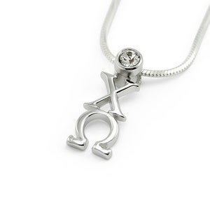 Chi Omega Sterling Silver Lavaliere with Clear Crystal // ΧΩ Sorority Jewelry // Sorority Gifts // Big & Little Gifts // Greeks