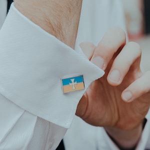 Sigma Chi Flag Cuff Links (Silver) // ΣΧ Fraternity // Father&#39;s Day Gifts // Fraternity Gifts // Mens Fashion // Gifts for Him // Greek