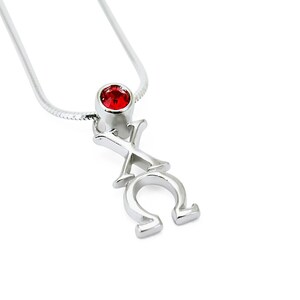 Chi Omega Sterling Silver Lavaliere with Red Crystal // ΧΩ Sorority Jewelry // Sorority Gifts // Initiation // Big&Little // Greek