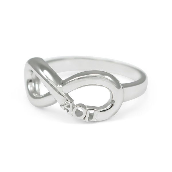 Alpha Omicron Pi Sterling Silver Infinity Ring // ΑΟΠ Sorority Jewelry // Sorority Rings // Sorority Gifts // Big & Little Gifts // aoii