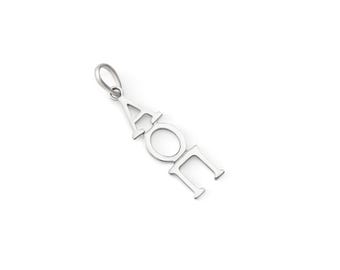 Alpha Omicron Pi 14k Solid White Gold Pendant // Fraternity Jewelry // Big and Little Gifts // Solid Gold // Real Gold Necklace