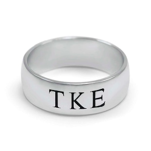 Tau Kappa Epsilon Bruderschaft Sterling Silber Breitband-Ring | TKE Brüderlichkeit | TEKKINER Zubehör | Brüderlichkeit waren | College-Griechisch |