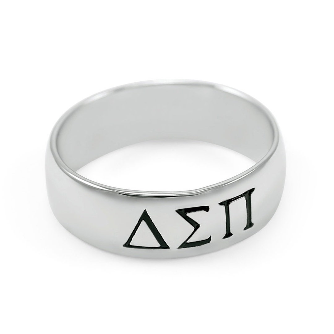 Delta Sigma Pi Fraternity Women's Sterling Silver Ring - Officially Licensed With Cubic Zirconia, Collegiate Standard