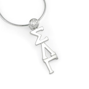 Sigma Lambda Gamma Sterling Silver Lavaliere with Clear Crystal // ΣΛΓ Sorority Jewelry // Gifts for Her // Sorority Gifts //