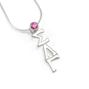 Sigma Lambda Gamma Sterling Silver Lavaliere with Pink Crystal // ΣΛΓ Sorority Jewelry // Sorority Gifts // Sorority Necklace //