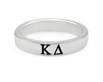 Kappa Delta Sterling Silver Skinny Band with Black Enamel Letters // ΚΔ Sorority Jewelry // Sorority Gifts // Sorority Rings // Greek Letter