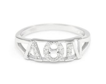 Lambda Theta Nu Sterling Silver Ring set with simulated Diamonds // ΛΘΝ Sorority Jewelry // Gifts for her // Sorority Rings // Greek Life