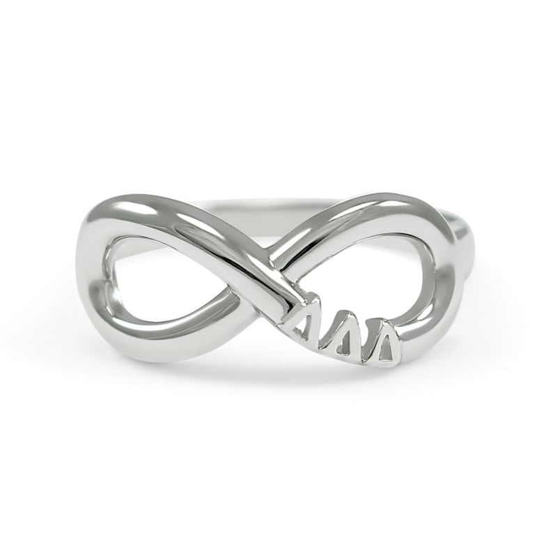 Tri Delta Sorority Ring - Sterling Silver Skinny Band With Black Enamel Letters (Delta Delta Delta) - View #3