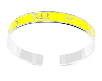 Chi Omega Bangle (Yellow) // ΧΩ Sorority Jewelry // Sorority Gifts // Sorority Bracelets // Bangle // Greek Letters // Sorority Accessories