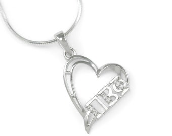 Pi Beta Phi Sterling Silver Heart Pendant with simulated Diamonds // ΠΒΦ Sorority Jewelry // Sorority gifts // Big and Little gifts // Greek